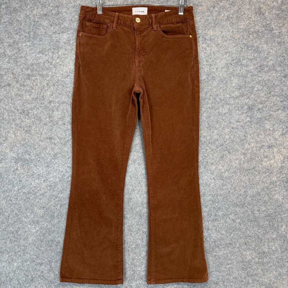 Frame Le Crop Mini Boot Cut Jeans Womens 29 Corduroy Butterscotch Brown Pants